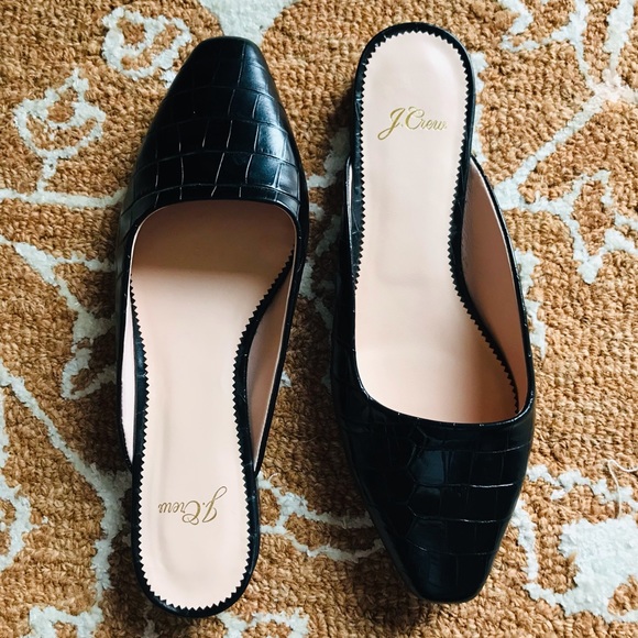 J. Crew Black Croc-Embossed Flats - Picture 2 of 4